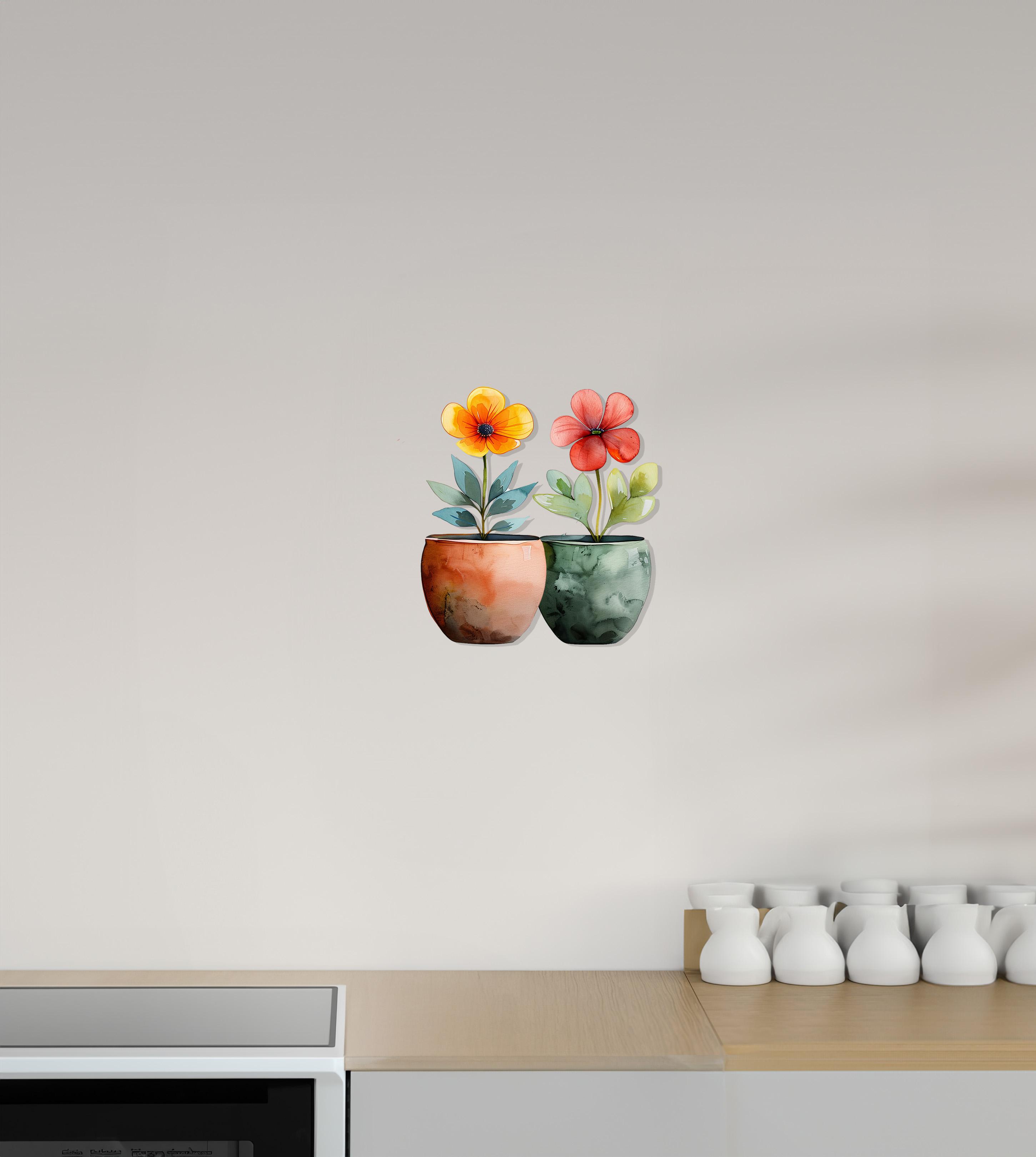 RED FLOWER POTS/KIRMIZI ÇİÇEKLİ SAKSILAR